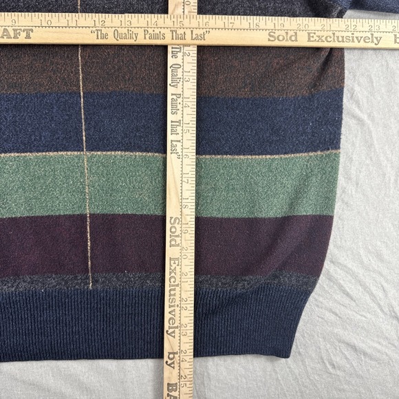 Geoffrey Beene Sweater Mens M Blue Check Long Sleeve Sweatshirt Preppy Grandpa - Picture 4 of 5